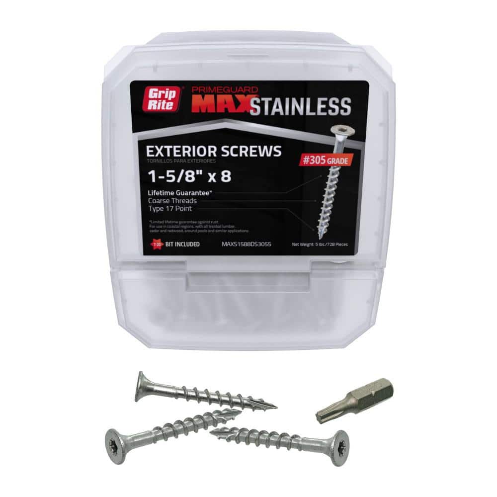 コウ様 Grip-Rite #8 x 1-5/8 in. 305 Stainless Steel Star Drive