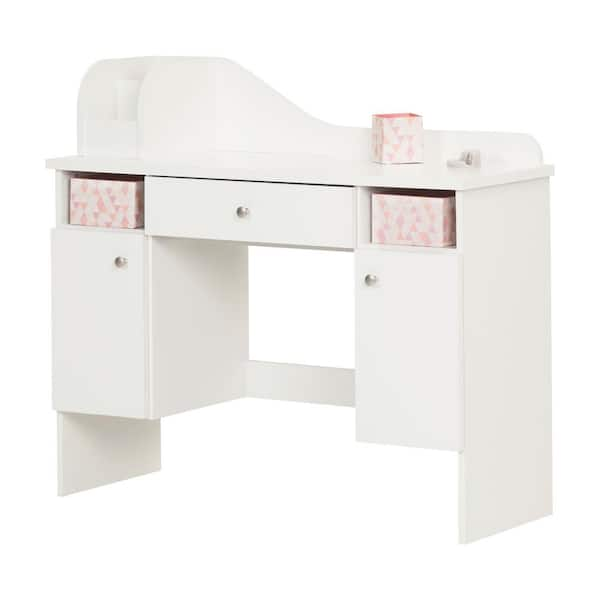 South Shore Axess Computer Desk with Hutch (Color: Pure White)