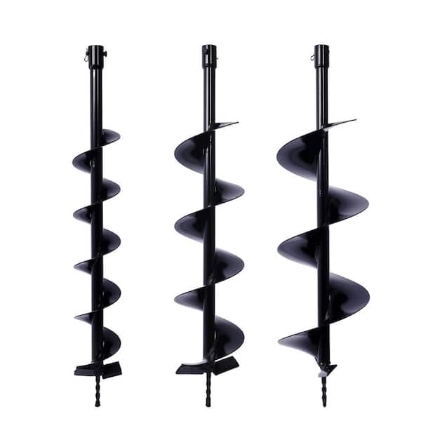 Auger Drill Bits for Planting Set of 3-Garden Auger Drill Bit Spiral Drill Bit for 3/4 in. Shaft Post Hole Digger Bulbs