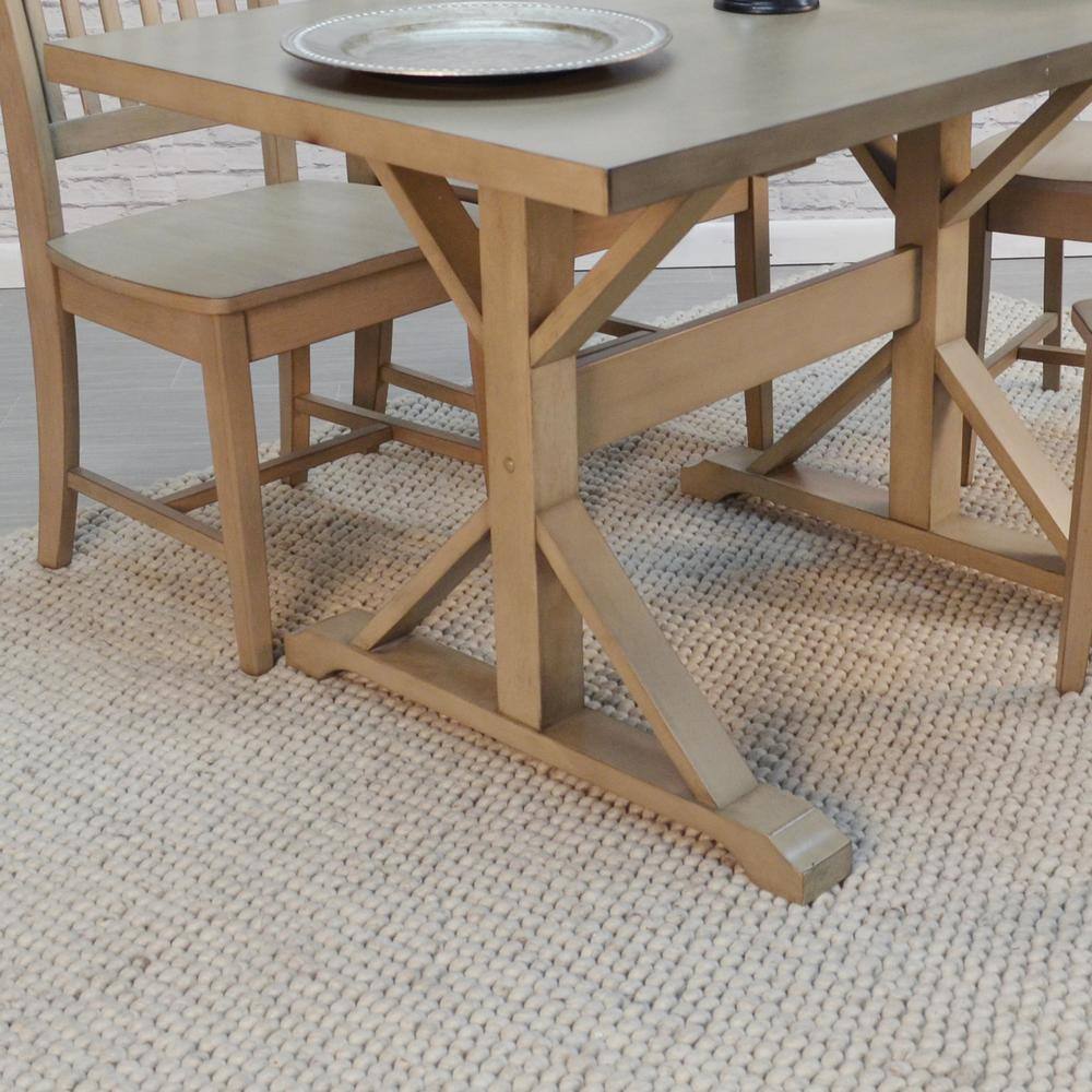 Florence 26.7" Square Weathered Gray Farmhouse Trestle Dining Table
