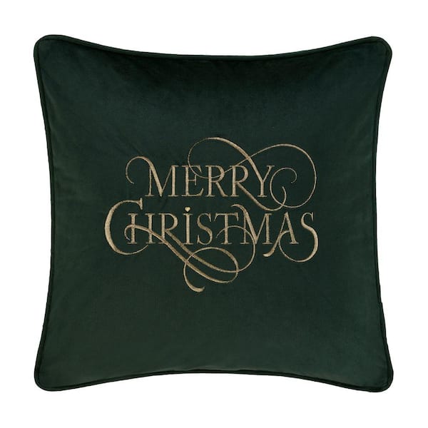 Unbranded Merry Wishes Evergreen Polyester Square Decorative Throw Pillow 18 x 18 in.