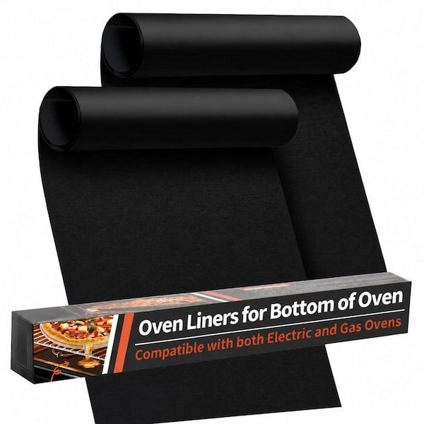 Large Black Heavy Duty Oven Liner Mat 17 x 25 in 2 Pack for Electric Gas Toaster Ovens and Grills