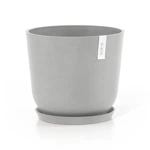 Oslo 14 in. Grey Premium Sustainable Composite Plastic Planter (with Saucer)
