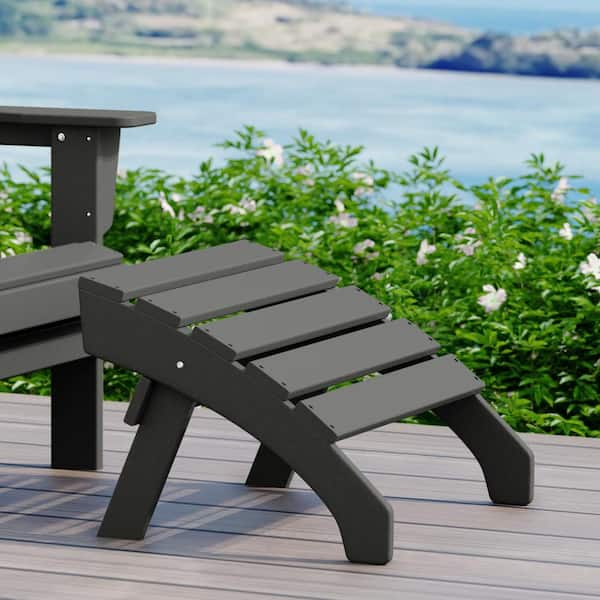 Altura Gray Plastic Outdoor Patio Weather Proof Folding Ottoman for Adirondack Chair