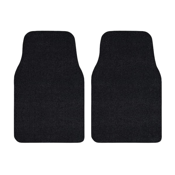 GGBAILEY Black Recycled Rugged All-Weather Textile Universal Fit Car Floor Mats for Cars, SUVs, Vans and Trucks (2-Piece)