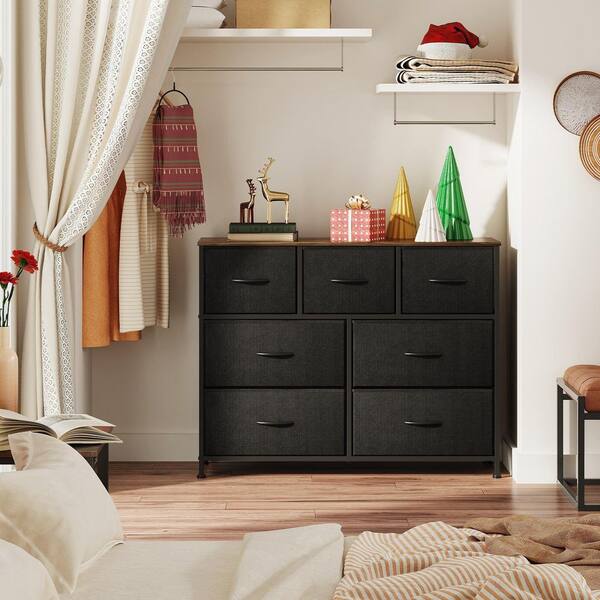stand for tv on dresser Pamapic 7-Drawer Dresser TV Stand, White