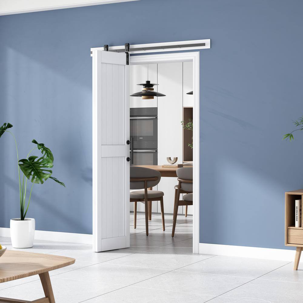 84" Tall Gray MDF Bi-Fold Barn Door with PVC Surface