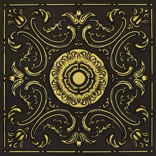 Venice Antique Brass 2 ft. x 2 ft. PVC Glue up or Lay in Faux Tin Ceiling Tile (200 sq. ft./Case)