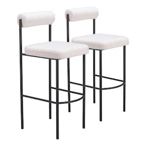 Livorno 29.9 in. Open Back Plywood Frame Barstool with 100% Polyester Seat - (Set of 2)