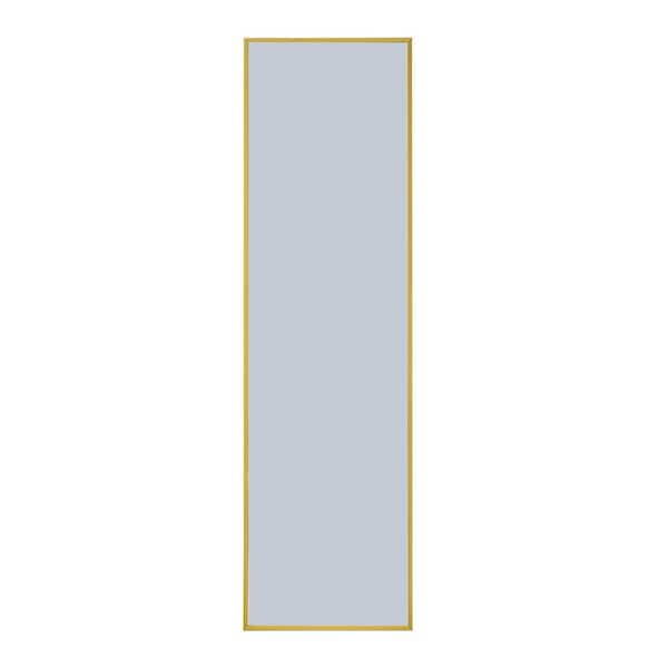 Unbranded Gold 48 in. W x 0.14 in. H Rectangle Mirror Aluminum Alloy Frame, Modern Wall-Mounted for Bathroom, Bedroom, or Entryway