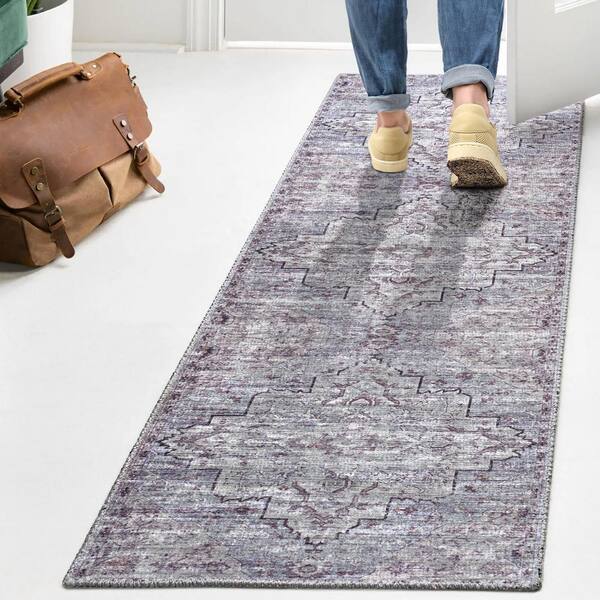 JONATHAN Y Didim Boho Gray Medallion Washable Gray/Purple 2
