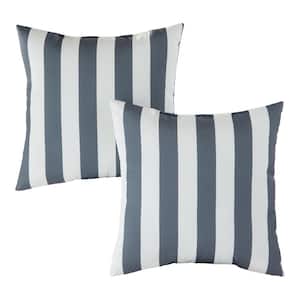 Canopy Stripe Gray Square Outdoor Throw Pillow (2-Pack)