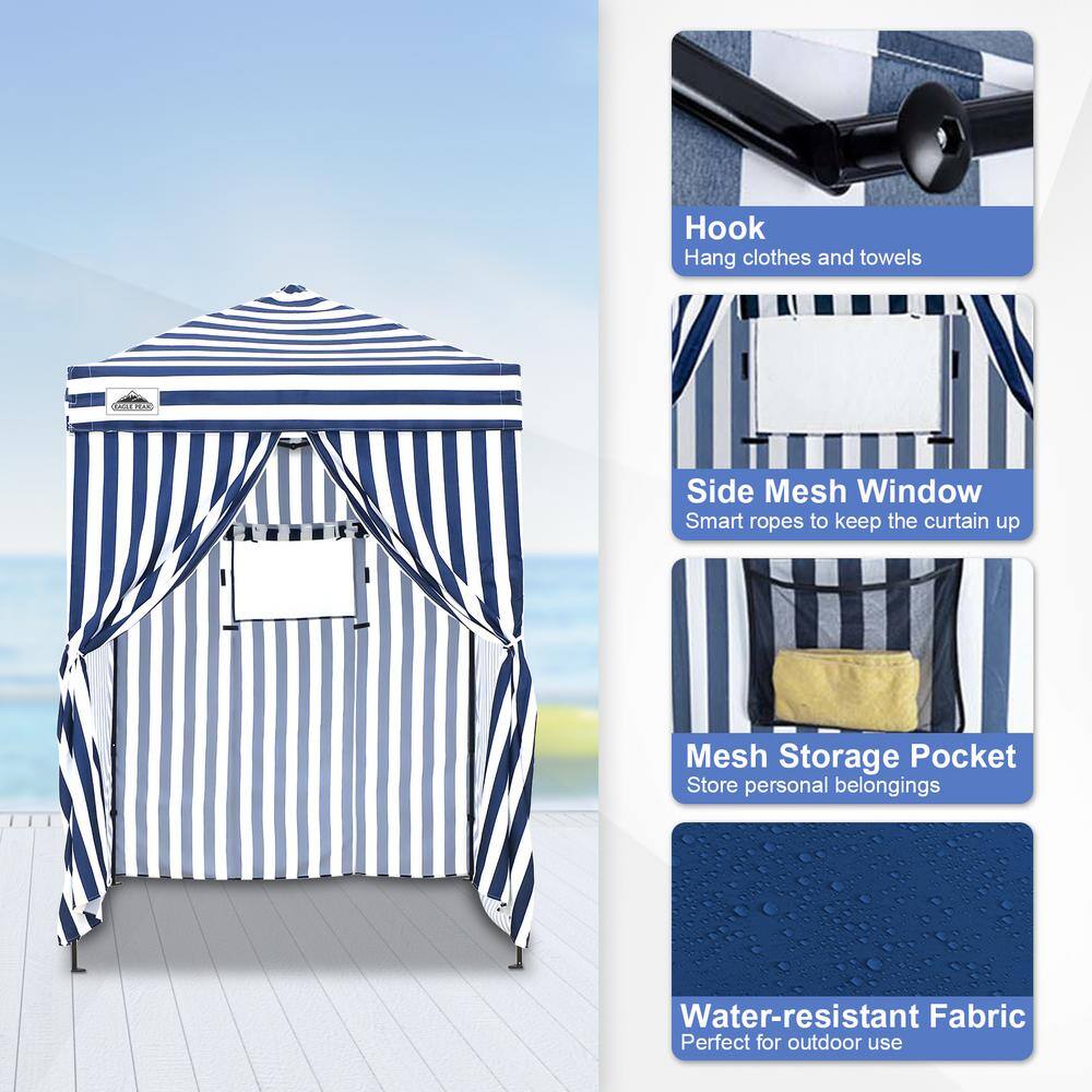 Ultra Compact Blue and White Striped Pop-Up Canopy Tent