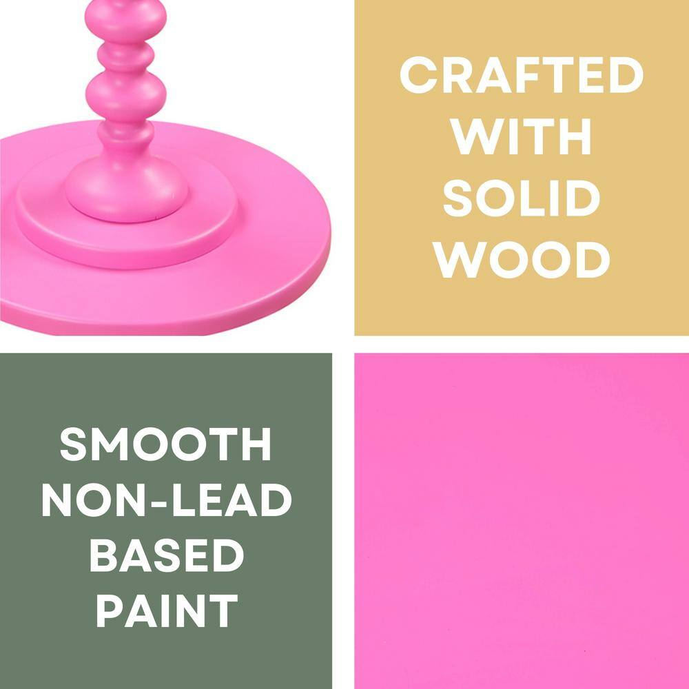 Palm Beach Glossy Pink Round Wood Spindle Side Table