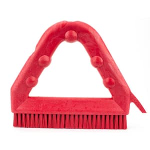 Sparta 9 in. Red Polyester Tile and Grout Brush (4-Pack)