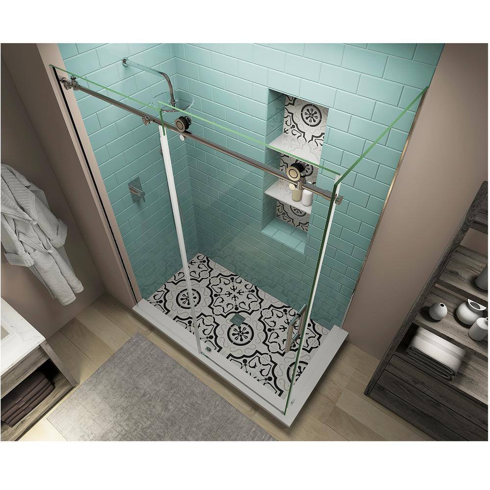 Coraline XL Frameless Clear Glass Sliding Shower Enclosure with Polished Chrome Finish