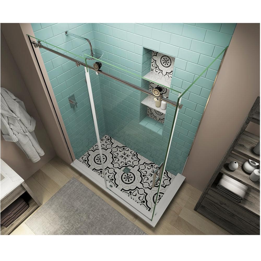 Coraline XL Frameless Chrome Sliding Shower Enclosure with Clear Glass