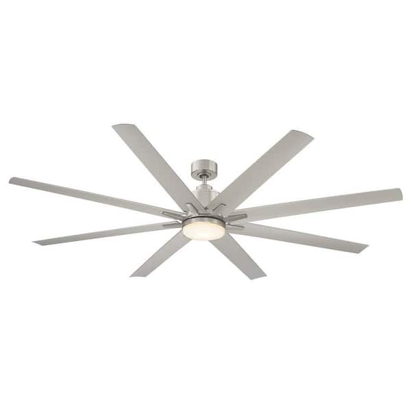 Savoy House Meridian 72 in W x 14.87 in H Integrated LED Indoor/Outdoor Brushed Nickel Ceiling Fan with Reversible Motor and Remote