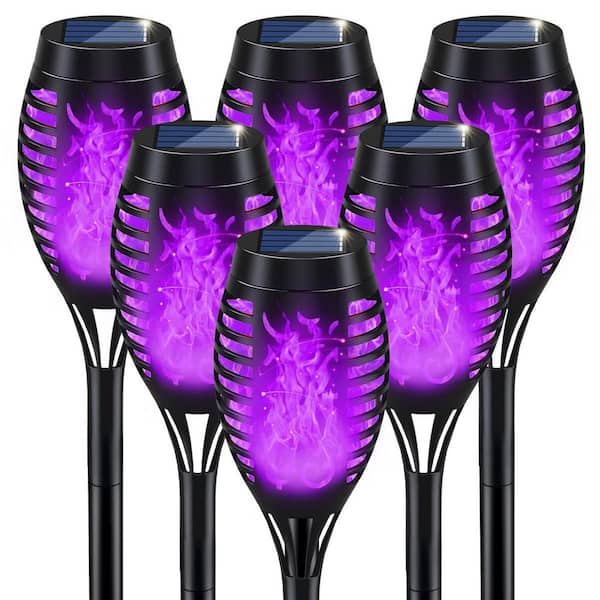Purple Solar Halloween Torch Lights for Garden Pathway Patio Yard Outdoor Halloween Party Decor