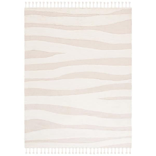 Casablanca 8 ft. x 10 ft. Ivory/Beige Striped Zebra Area Rug