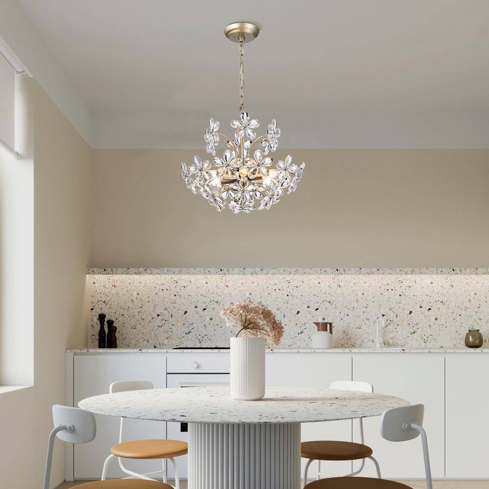 Rosa 6-Light Champagne Flower Crystal Chandelier