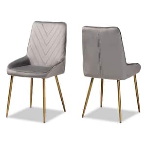 Priscilla Grey and Gold Dining Chair (Set of 2)
