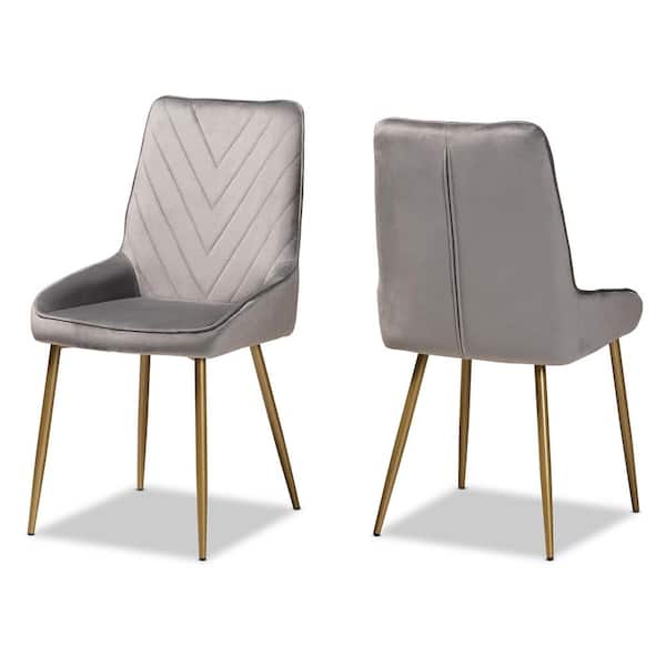 Baxton Studio Priscilla Grey and Gold Dining Chair (Set of 2)