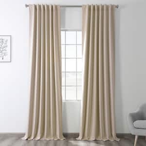 Egg Nog Polyester Room Darkening Curtain - 50 in. W x 108 in. L Rod Pocket with Back Tab Single Curtain Panel