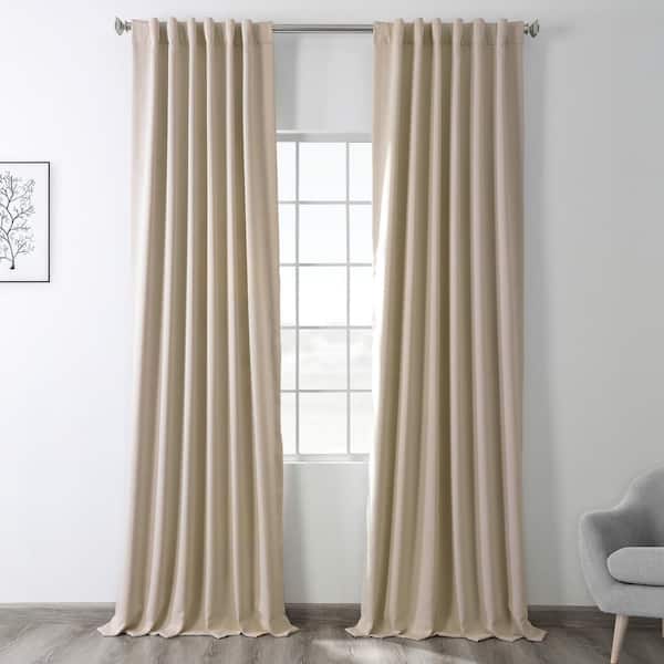 Exclusive Fabrics & Furnishings Egg Nog Polyester Room Darkening Curtain - 50 in. W x 108 in. L Rod Pocket with Back Tab Single Curtain Panel
