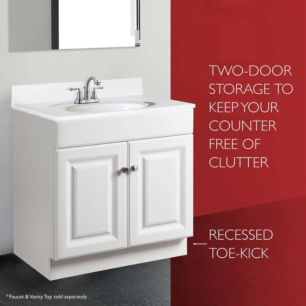 Wyndham 30" White MDF Freestanding Bathroom Vanity Cabinet