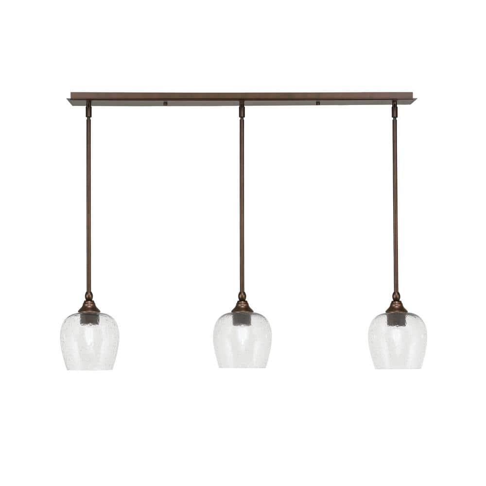 Livingston 100-Watt 3-Light Bronze Shaded Pendant Light with 6 Smoke Bub