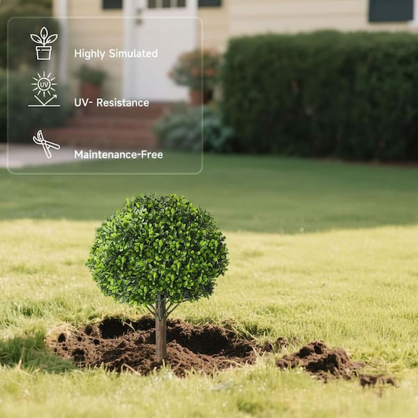 16 in. Green Outdoor Indoor Artificial Boxwood Shrub Topiary UV