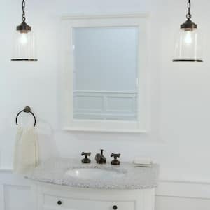 24 in. W x 32 in. H Framed Rectangular Bathroom Vanity Mirror in Ivory