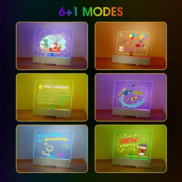 LED Drawing Board with 6-Color Lighting - Rechargeable Glow Note