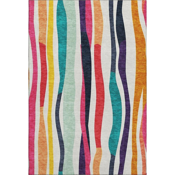 Mayfield Premium Machine Washable Abstract AMF2188 Ivory 10 ft. x 14 ft. Area Rug