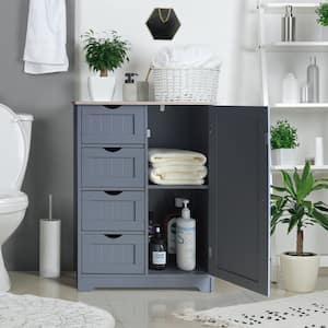 Gray Freestanding Linen Cabinet with Shelves and Drawers 23.6 in. W x 11.8 in. D x 31.6 in. H