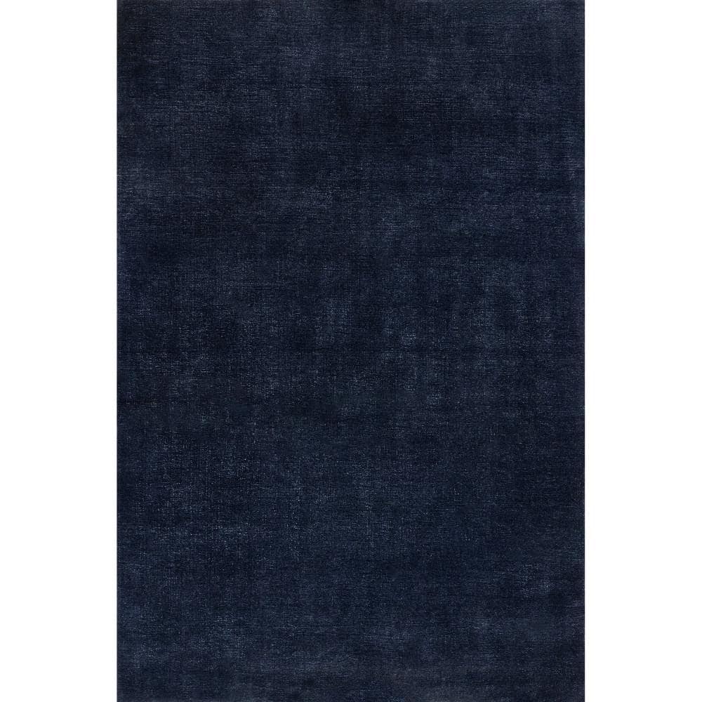Midnight Blue 4' x 6' Handmade Wool and Viscose Area Rug