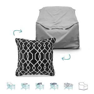 Pillow-To-Cover 18 in. Folio Onyx Pillow Club Chair Cover