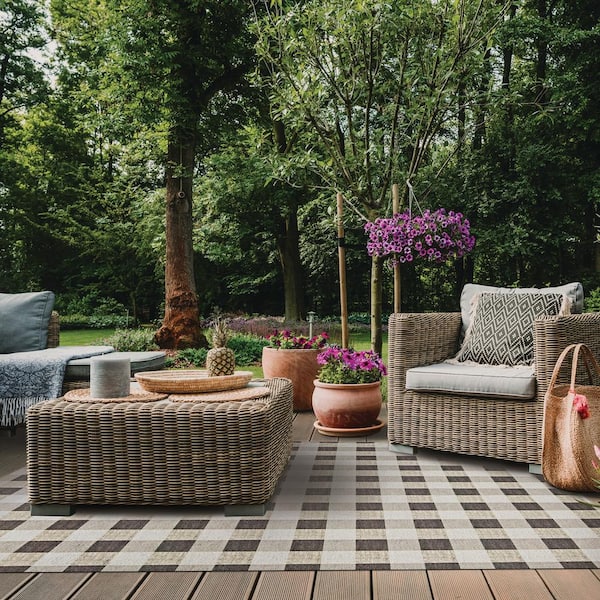 Checked Brown/Taupe 6x8 Area Rug - TPR