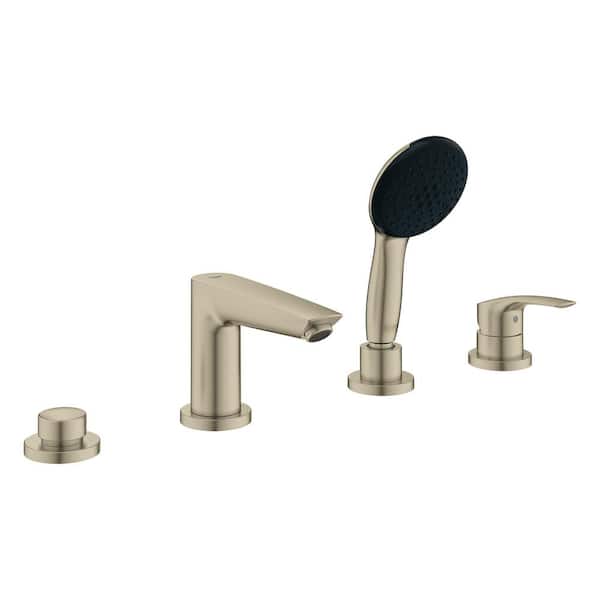 Eurosmart Single-Handle Deck-Mount Roman Tub Faucet with Hand Shower in Brushed Nickel