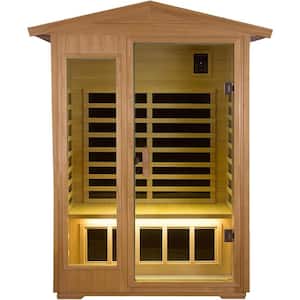 Moray 1-2 Person Outdoor Basswood Infrared Sauna with 8 Far-infrared Carbon Crystal Heaters and Chromotherapy