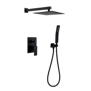 1-Spray Patterns with 1.5 GPM 10 in. Bathroom Wall Mount Square Dual Shower Heads in Matte Black