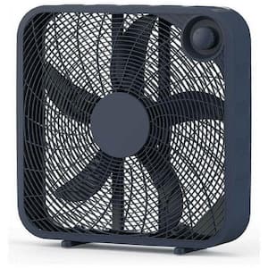 20 in. 3 Speed Portable Box Fan in Indigo with High-Power Heat Dissipation