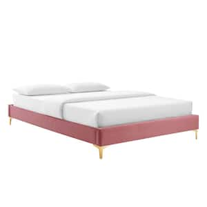 Sutton Dusty Rose Pink King Performance Velvet Platform Bed Frame