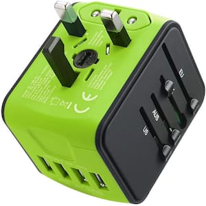 3.4 Amp Grounded 2-Outlet Universal Travel Adapter with Smart High Speed 2.4A 4 USB Ports