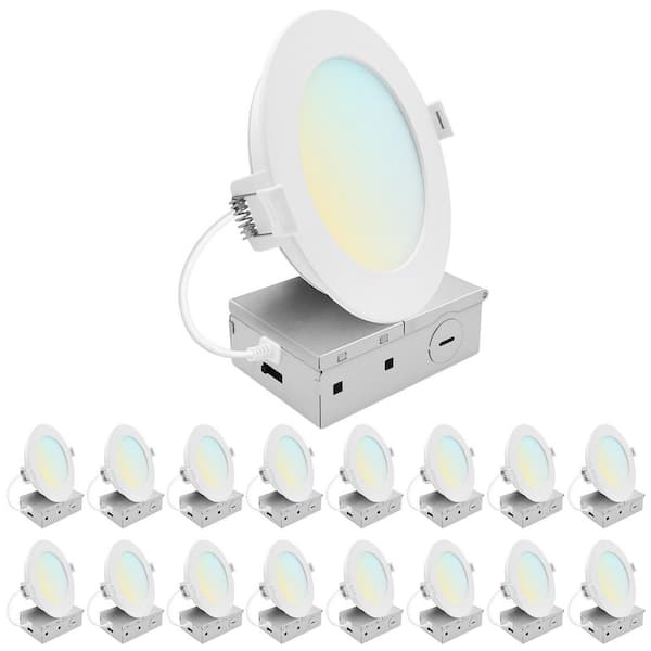 5 in. Integrated LED Recessed Light, Mini Panel Light, 5CCT, 1200LM, 13W, 100° Beam, Dimmable, ETL Listed 16 Pack
