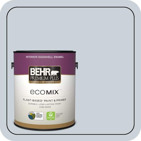 1 gal. #N480-1 Light Drizzle Eggshell Enamel EcoMix Plant-Based Interior Paint & Primer