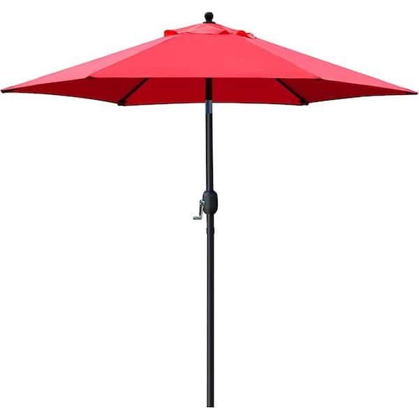 Cubilan 7.5 ft. Patio Umbrella Outdoor Table Market Umbrella with Push Button Tilt/Crank, 6 Ribs in Red