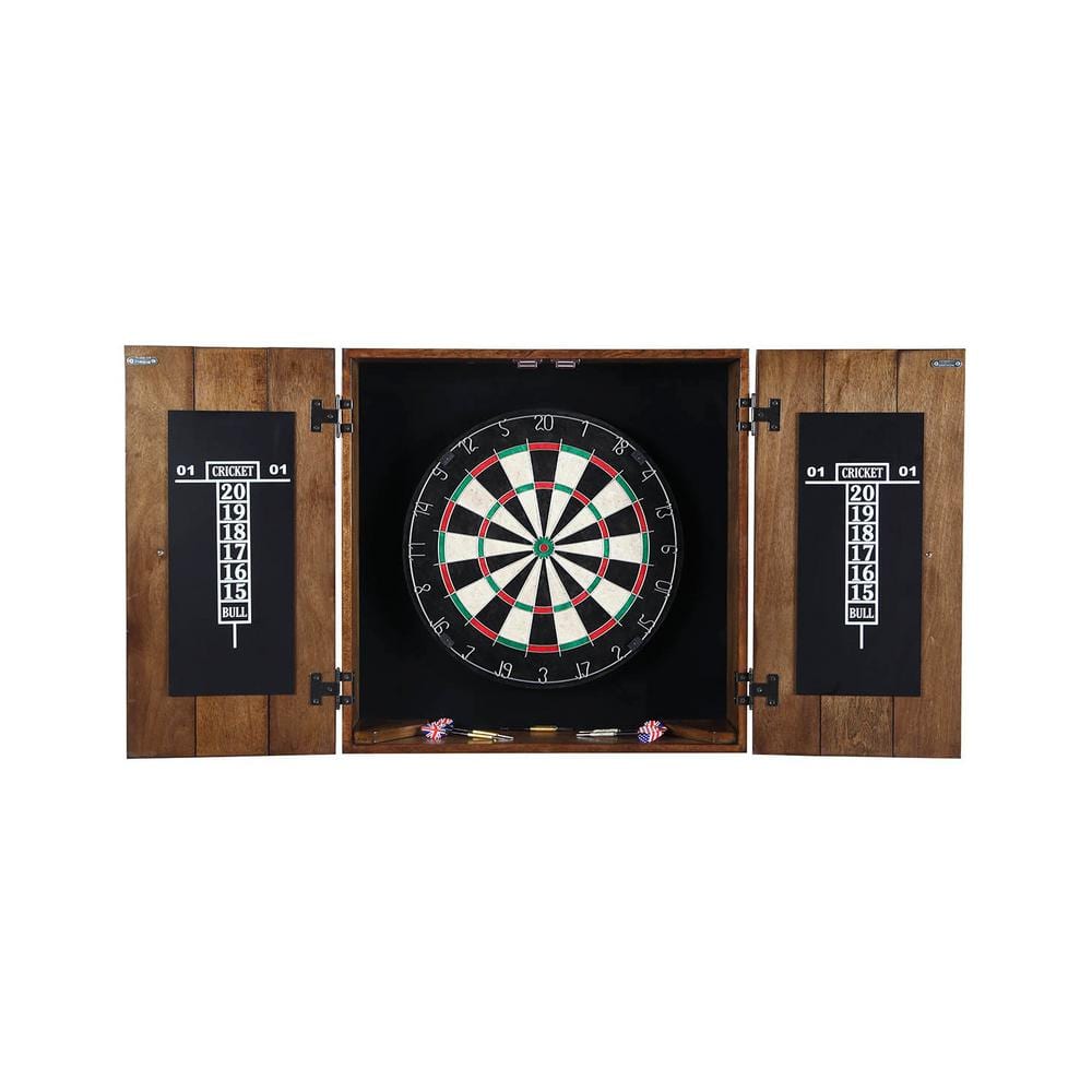 Hathaway 25 in. Drifter Solid Wood Dart and Cabinet in Rustic Oak - The Home Depot