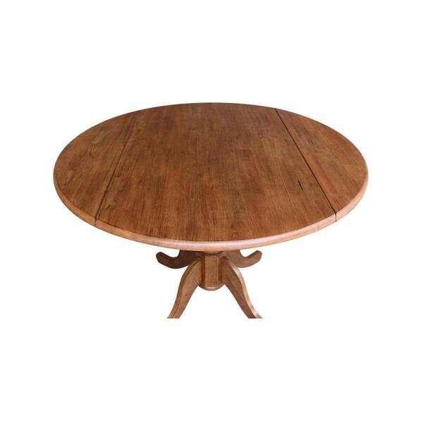 International Concepts Distressed Oak, 42 Round Drop Leaf Pedestal Dining Table International Concepts
